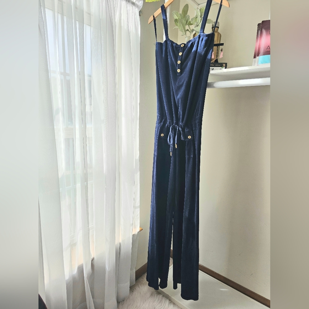 Vintage Juicy Couture Tied Waist Navy Blue Jumpsuit (Tall)